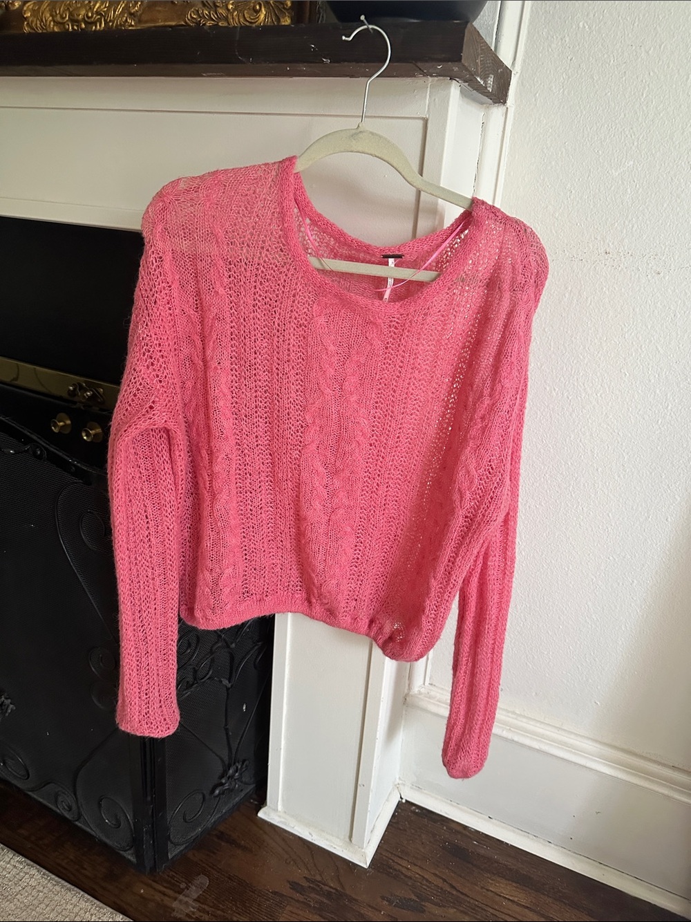 Pink Free People Cable-Knit Pullover Sweater - Women
